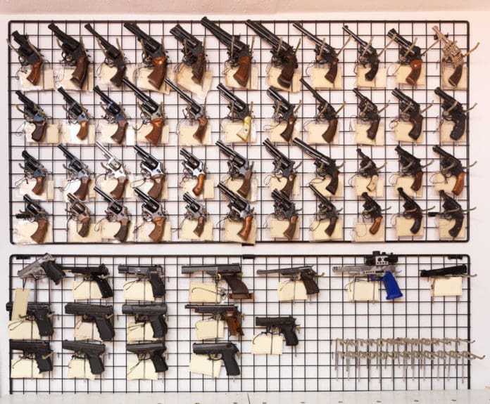 gun store handgun display